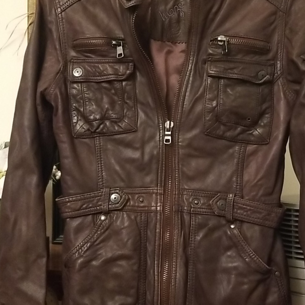 Maze deep burgundy leather jacket - Picture 2 of 8